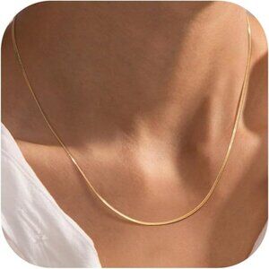 14K Gold Plated 925 Silver Box Figaro Herringbone Chain Choker Women